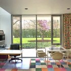 Home Office Wooden Amusing Home Office Area With Wooden Table And Cream Chairs In Miller House That Glass Door Showing Outside Area Dream Homes Vibrant And Colorful Interior Design For Rooms In Your Home