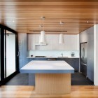 White Hanging White Amusing White Hanging Lamp Upper White Wooden Square Desk On Wooden Glossy Floor And Wooden Glass Windows Of Chambord Residence Interior Design Creative House With Wood Exteriors And Interior Decorations