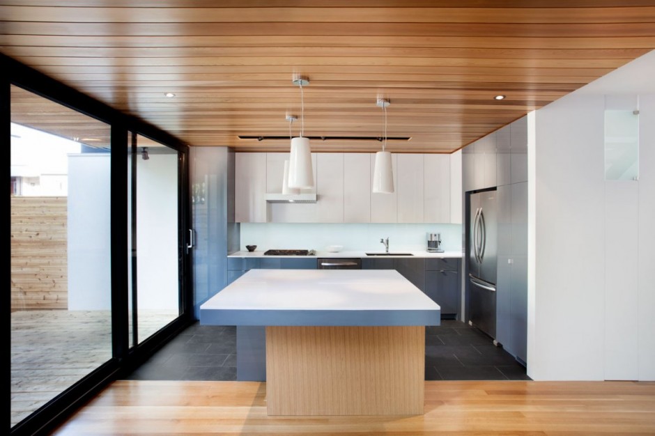 White Hanging White Amusing White Hanging Lamp Upper White Wooden Square Desk On Wooden Glossy Floor And Wooden Glass Windows Of Chambord Residence Interior Design  Creative House With Wood Exteriors And Interior Decorations