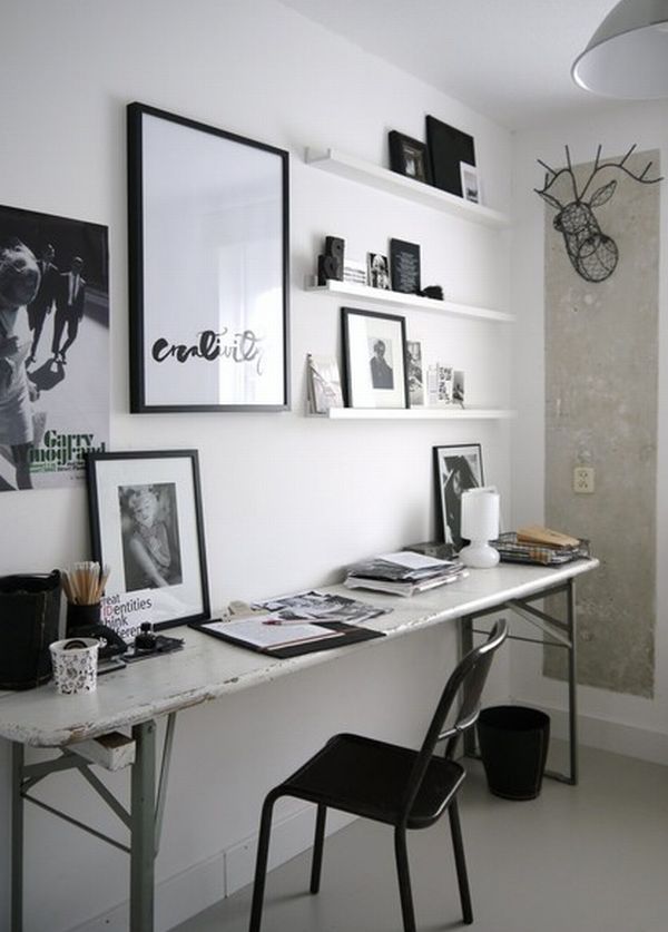 Application Of Office Appealing Application Of Eclectic Home Office With Gorgeous Floating Shelves Steel Legs Black Iron Chair White Wall Various Wall Pictures Office & Workspace  Adorable Home Office Design Find Your Own Style