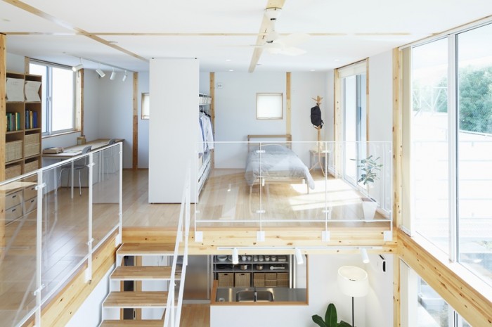 Japanese Loft White Appealing Japanese Loft Decoration Including White Sofa Bed On Wooden Flooring Nearby The Bay Windows On The White Colored Wall Design Dream Homes  Elegant Japanese Interior Style With Astonishing Natural Look