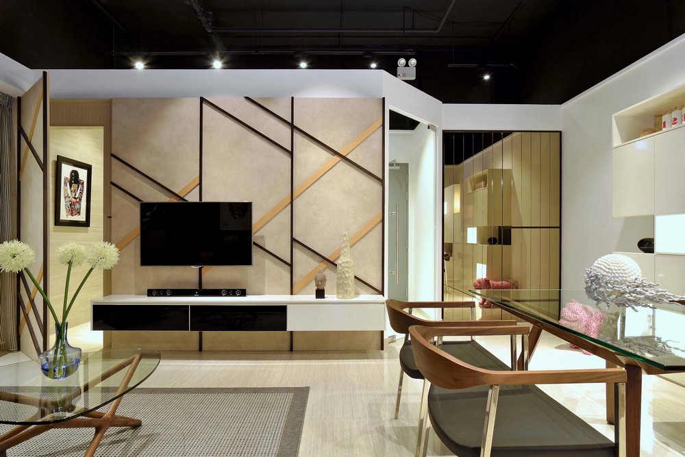 Living Space Minimalist Appealing Living Space Decor In Minimalist Apartment With Floating TV Stand Also Glass Top Coffee Table Dream Homes Stylish But Contemporary Home Decor With Elegant Interior Theme