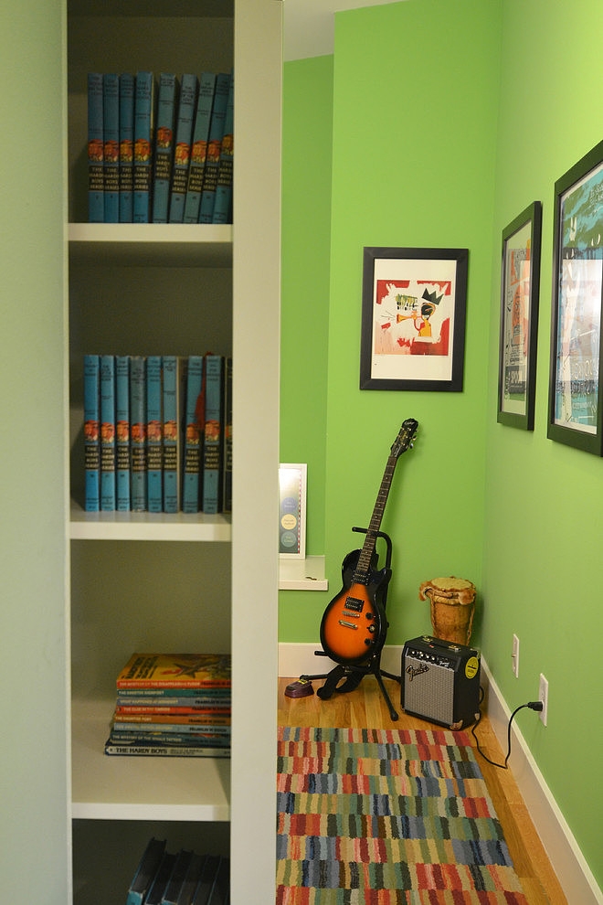 Teens Room Corbino Appealing Teens Room Inside The Corbino House With Guitar On The Nook Also Green Painted Wall With Pictures Decoration Beautiful Modern House With Sleek And Efficient Room Arrangement