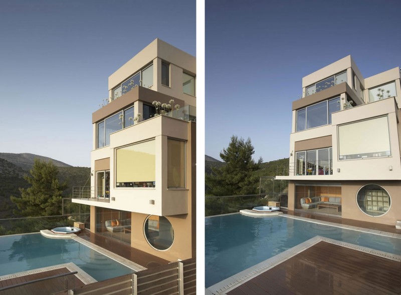 Building Design Voulas Astonishing Building Design Of Panorama Voulas House With Dark Brown Wooden Floor And Big Pool Which Has Blue Colored Water Dream Homes  Stunning Modern Luxury Villa With Gorgeous Family Room In Athens