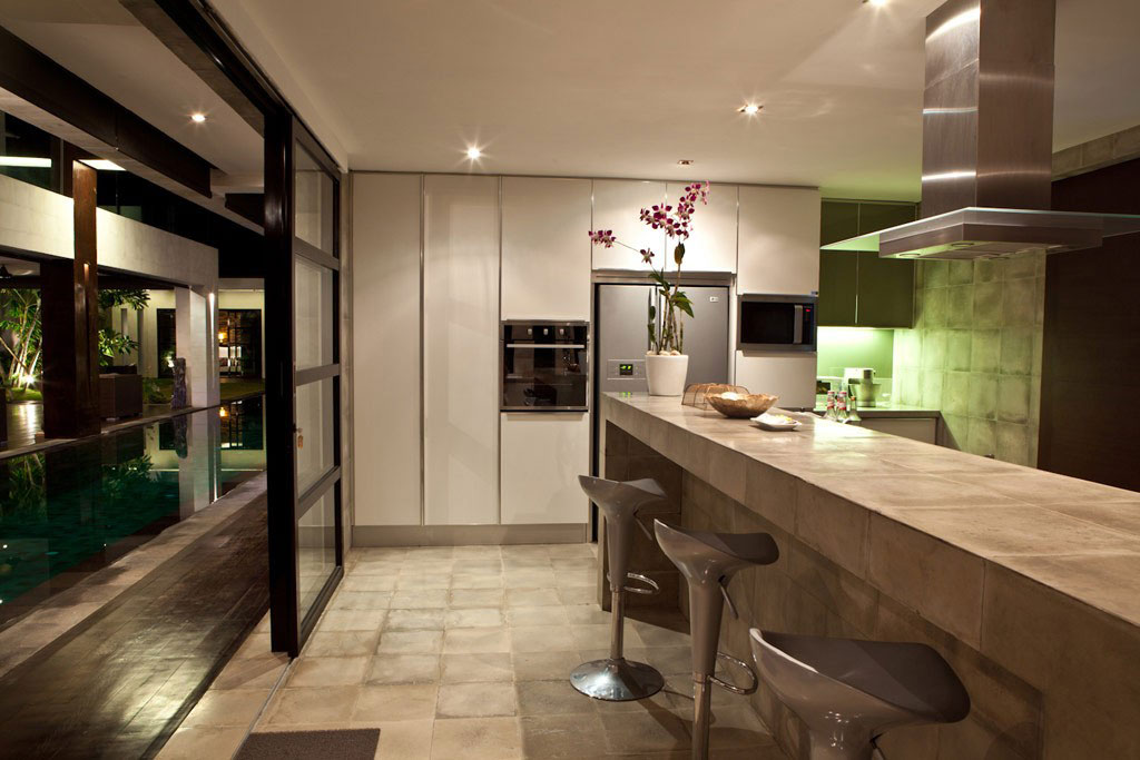 Kitchen Design Hannah Astonishing Kitchen Design In Casa Hannah With Cream Colored Kitchen Table Made From Marble Black And Silver Colored Refrigerator Dream Homes  Beautiful Modern Villa In Bali Displaying Opulent In Comfort Atmosphere