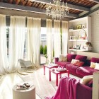 Living Room Stunning Astonishing Living Room Design Of Stunning Apartment With Chic White Colored Rug Carpet And Several Pink Colored Wooden Table Interior Design Admirable Vintage Interior Revels In Two Levels Loft Apartments