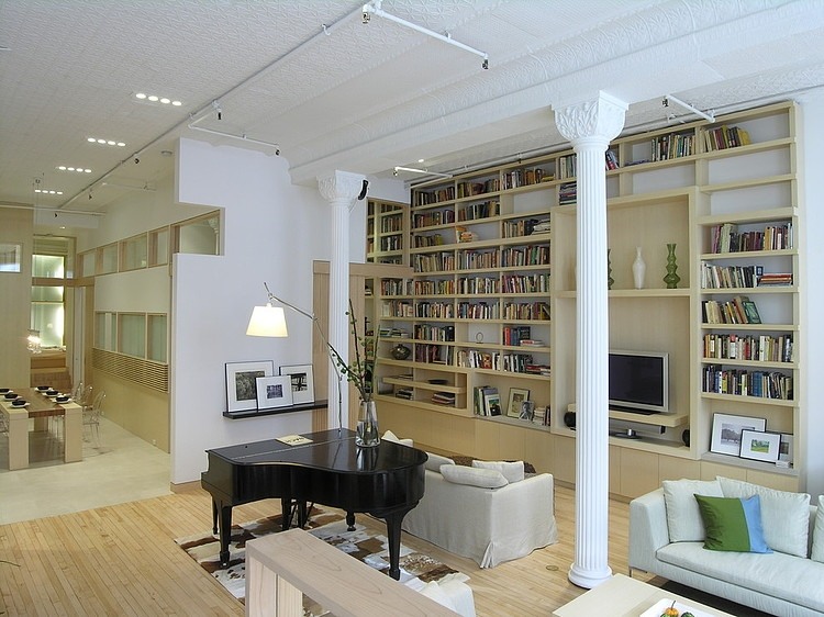 Living Room Darkwood Astonishing Living Room Design With Dark Wood Piano At Union Square Loft Applied Fabric Sofa And Wood Flooring Apartments Elegant Modern Apartment With Neutral Interior And Cozy Atmosphere
