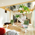 Home Interior Japanese Astounding Home Interior Decor Of Japanese Minimalist Design Including Green Loungers And Glass Table On Wooden Flooring With A Trees At Backside Dream Homes Elegant Japanese Interior Style With Astonishing Natural Look