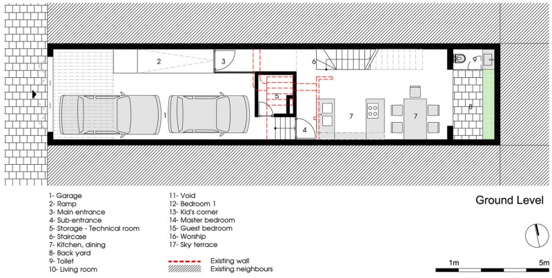 45x20 House In Attractive 45x20 House Floor Plan In Ground Level Displaying Garage Near With Technical Room Kitchen And Dining Room Dream Homes Remarkable Modern Home With Bright Color Schemes For A Young Family With One Children