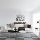 Atdesign Nordic In Attractive ATDesign Nordic Style Living In Monochrome Furnished White Sofa And Wood Padded Chairs On White Black Carpet Dream Homes Fancy Nordic Interior Concept In Beautiful Appearance Views