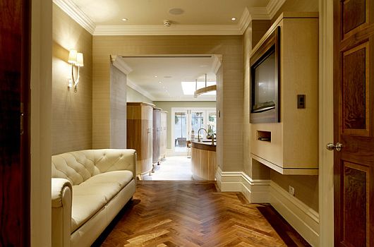 Hallway Design Property Attractive Hallway Design Of Belgravia Property In London In Cream Puffed Sofa Facing Wooden Floating Cabinet In Long Space Dream Homes Classic And Elegant Modern Home With Luxurious Interior Design Themes