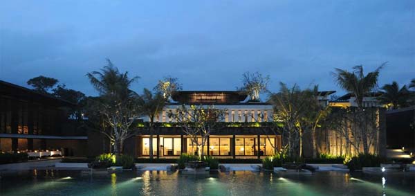 Night View Villas Attractive Night View Of Alila Villas Soori Swimming Pool Area Decorated With Greenery And Underwater Lighting Hotels & Resorts Luxurious Modern Tropical Villa With Indoor And Outdoor Swimming Pools