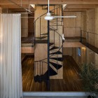 Staircase Design In Awesome Staircase Design Of House In Waga Zaimokura Which Is Made From Black Colored Metallic Material And Black Metallic Handrail Dream Homes Stunning Cantilevered House With Sophisticated And Natural Wooden Interiors