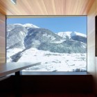 Snow Mountain From Beautiful Snow Mountain Views Seen From The Glass Windows Of The Boisset House Furnished Wooden Striped Wall And Floor Interior Design Beautiful Minimalist Cabins That Make Gorgeous Holiday Homes