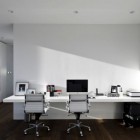 Look Of Mounted Bewitching Look Of White Wall Mounted Desk The Highlight Of This Home Office Space On Dark Wooden Floor White Concrete Wall And Ceiling Office & Workspace Adorable Home Office Design Find Your Own Style