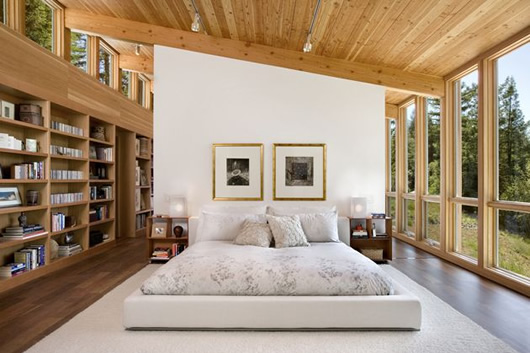 Modern Cottage By Bright Modern Cottage Bedroom Design By Applying Wide Glass Wall And Wooden Ceiling In Sebastopol Residence Dream Homes Gorgeous Modern Residence Full Of Warm Tones And Cozy Textures