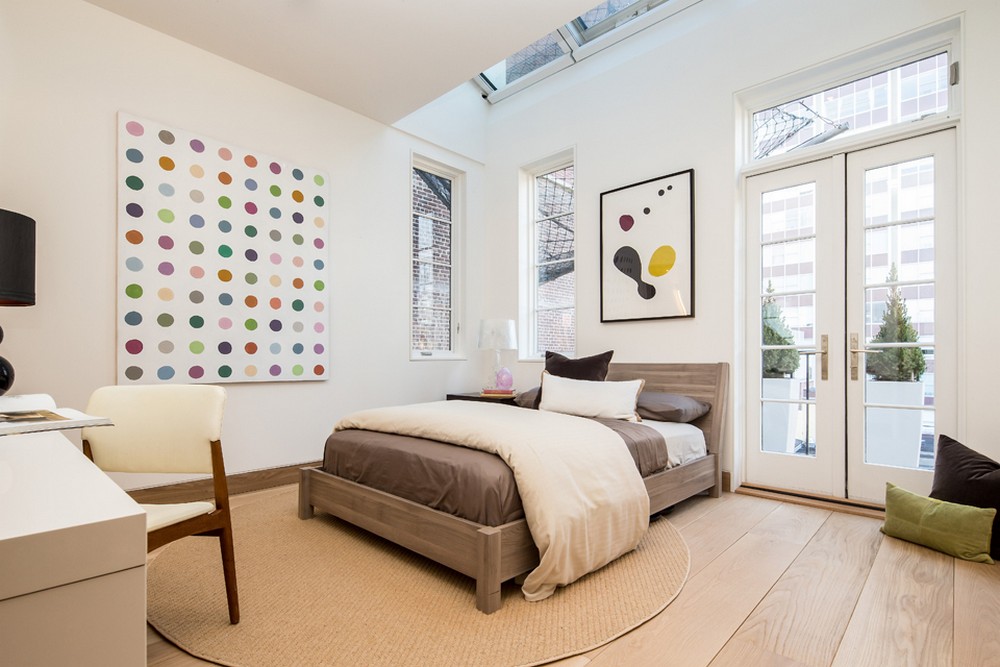 White Painted Bedroom Bright White Painted Tribeca Loft Bedroom Interior Designed With Colorful Polka Dot Panel Attached On The Wall Dream Homes  Elegant Traditional Wood Interiors Looking So Stunning Decoration View