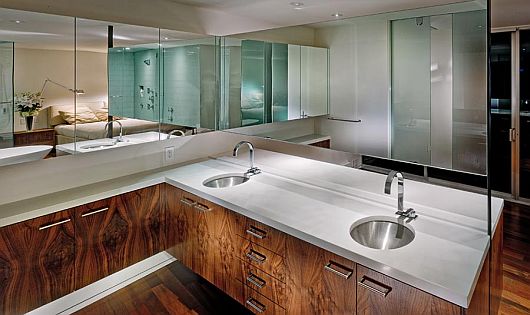 Lavish Ludwig With Captivating Lavish Ludwig Penthouse Bathroom With Large Mirror And Oak Cabinet With White Marble Countertop And Metal Sink Apartments Luxury Penthouse Apartment In San Francisco With Sophisticated Accents