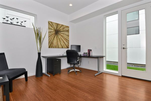 Look Of Office Captivating Look Of Modern Home Office With Sleek Black Corner Table In L Shaped With Black Cabinet Wheel Chair Artistic Picture Black Ornament Office & Workspace  Adorable Home Office Design Find Your Own Style