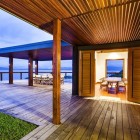 Wooden Striped Wooden Captivating Wooden Striped Ceiling And Wooden Striped Floor Of The Korovesi Home Completed With Small Turfs Decoration Elegant Modern Beach Home With Stunning Pacific Ocean View