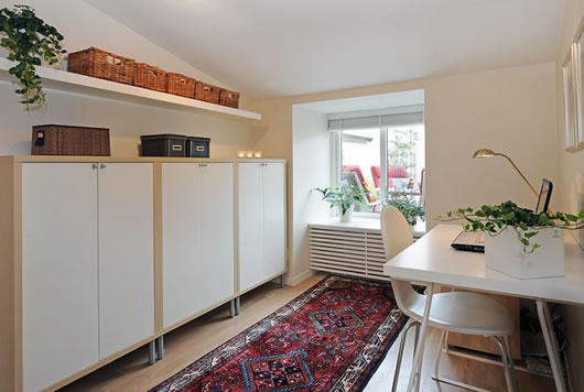 A White With Casual A White Square Table With White Chairs At The Edge Of The Office Home In Minimalist Swedish Residence Dream Homes Modern Swedish Interior Design In Simple Residence Style