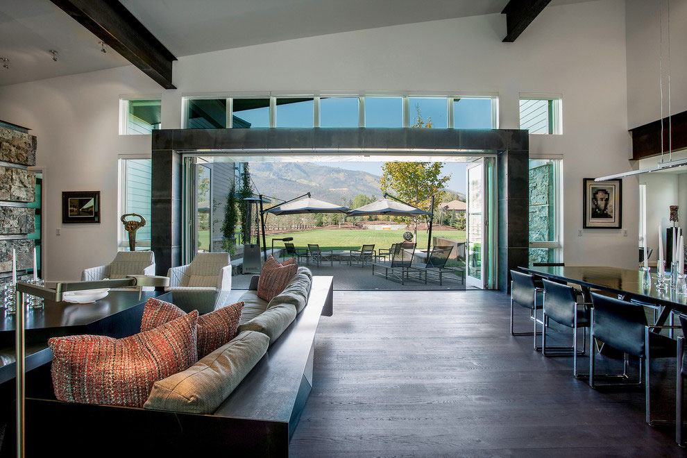 Open Living Room Charming Open Living And Dining Room Design In Lucky John House Decorated With Wood Frame Sofa On Living Dream Homes Fancy Elegant Interior From Impressive Home Architecture