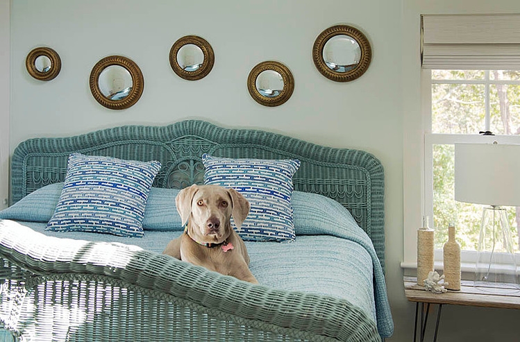 Rattan Bedframe Falmouth Charming Rattan Bed Frame Design At Falmouth Residence Marthas Vineyard With Dog And Blue Duvet Cover Ideas Interior Design Fabulous Classic Interior Decoration With Surrounding Windows Design