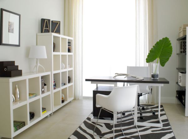 Style With Closet Charming Style With White Floor Closet White Table Lamp Black Table White Chairs Ravishing Home Office Space With A Tinge Of Natural Green Office & Workspace  Adorable Home Office Design Find Your Own Style