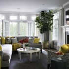 Avon Road Bhdm Cheerful Avon Road Residence By BHDM Living Room Idea Furnished With Light Grey Sectional Sofa And Yellow Pillows Dream Homes Classic Living Room Style For The Stylish Home Appearance