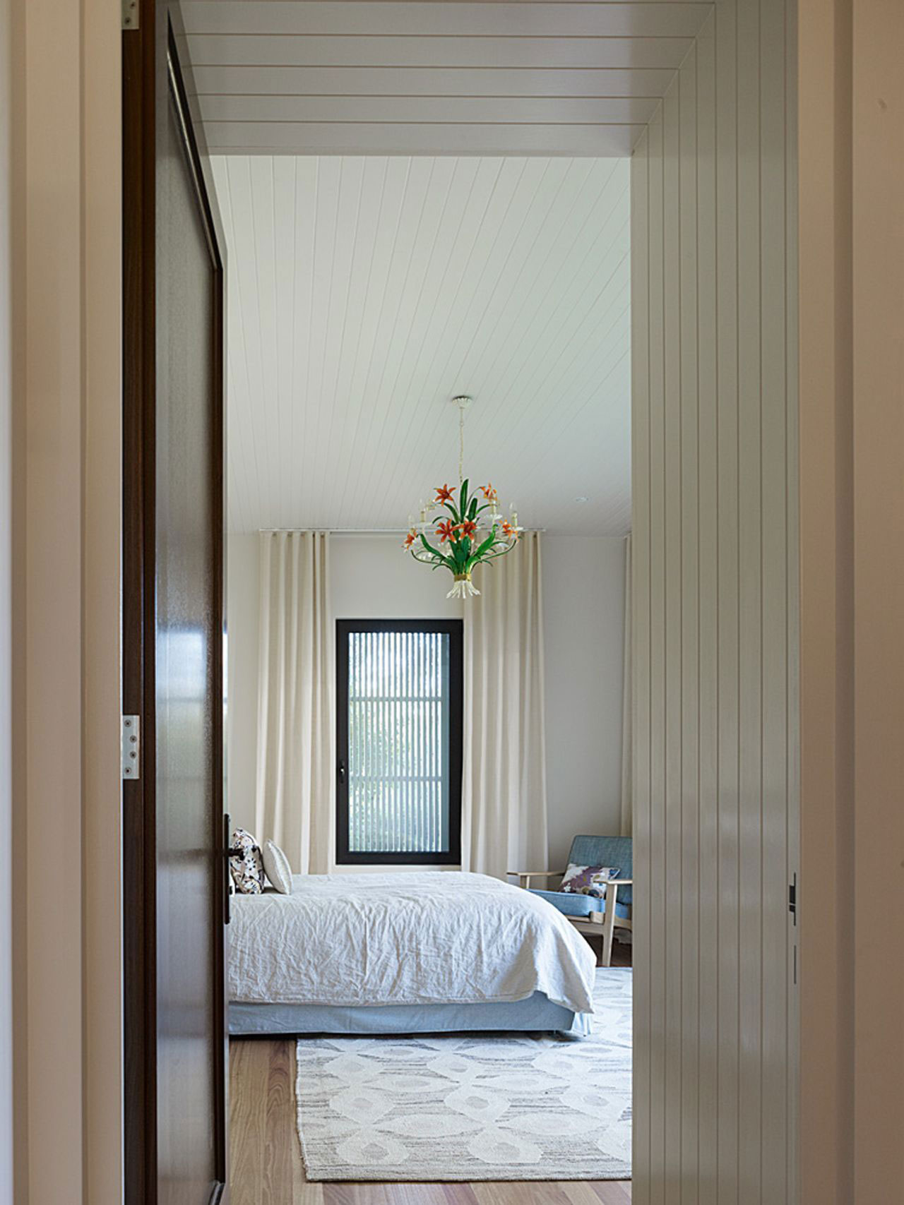 Bedroom Design Street Chic Bedroom Design In Blake Street Residence Applied Wood Frame Glass Door And Blind Window With Cream Curtain Dream Homes Attractive Home Design With Eco-Friendly Interior Atmosphere