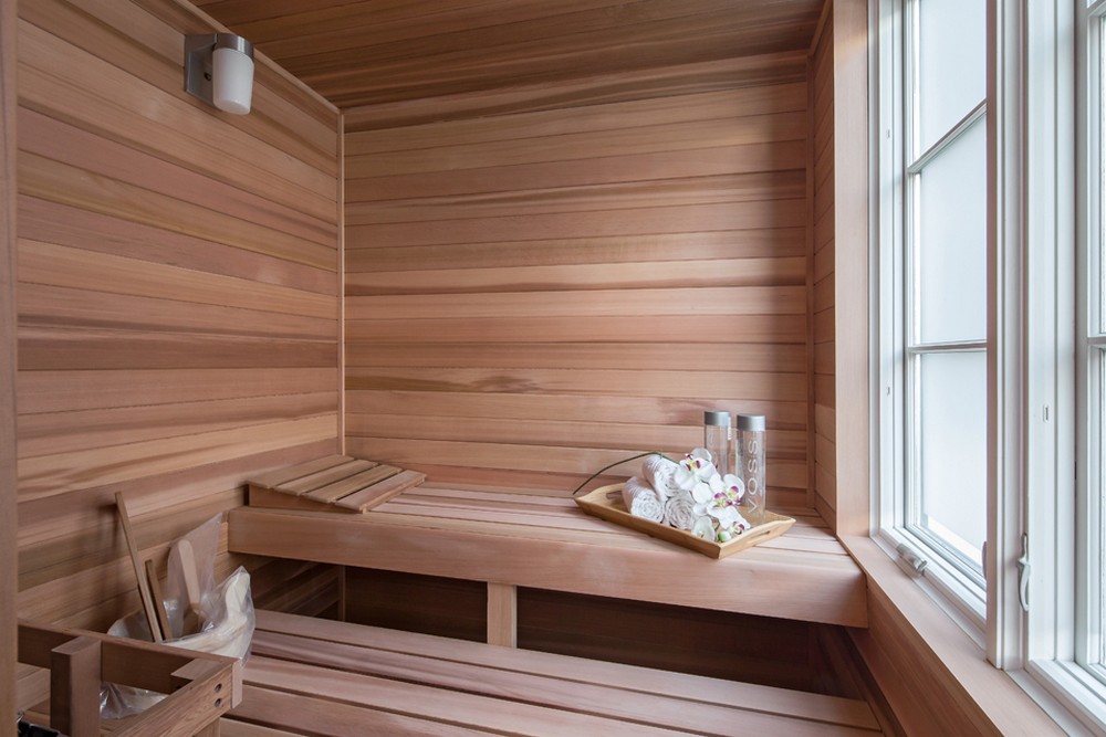 Wooden Tribeca Room Comfortable Wooden Tribeca Loft Steaming Room Inside Bathroom Completed With Open Window And Bench Dream Homes  Elegant Traditional Wood Interiors Looking So Stunning Decoration View