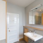 11pr Project Door Contemporary 11PR Project Bathroom White Door Frame Less Wall Mirror Interior Design Chic Minimalist Home Interior In Colorful Color Schemes