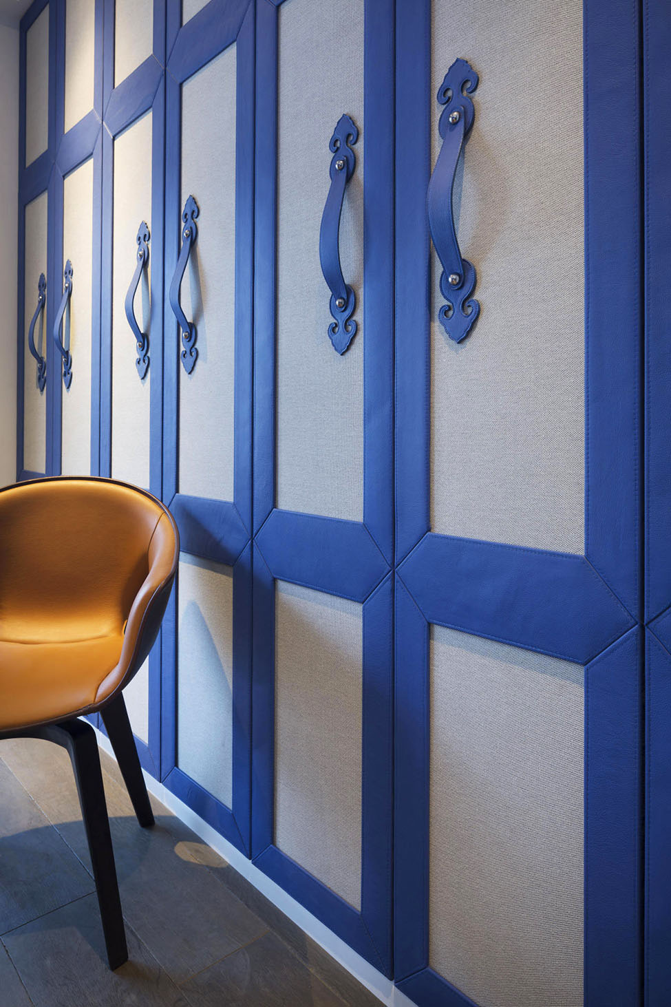 Blue And Covering Cool Blue And White Splash Covering The Built In Wall Wardrobe Inside Blue Penthouse By Dariel Studio Unitary Room Dream Homes  A Pair Of Functional And Stylish Home Brimming With Artistic Interior Touch