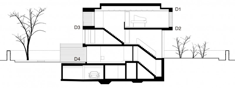 Four Story House Cool Four Story Music Room House Section Floor Plan Idea Displaying Underground Garage And Storage Room Dream Homes  Elegant Concrete Home With Modern Exteriors And Frameless Glass Walls