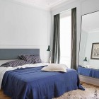 Bedroom Area Duvet Cozy Bedroom Area With Blue Duvet Facing Black White Pillows Stripped At The San Sebastian Apartment Mikel Irastorza Interior Design Elegant Interior Design Splashed Up With Bright Color Decoration