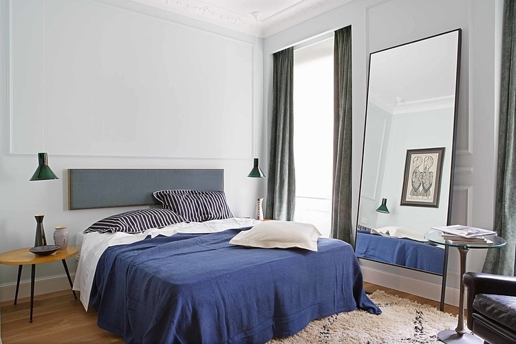 Bedroom Area Duvet Cozy Bedroom Area With Blue Duvet Facing Black White Pillows Stripped At The San Sebastian Apartment Mikel Irastorza Interior Design  Elegant Interior Design Splashed Up With Bright Color Decoration