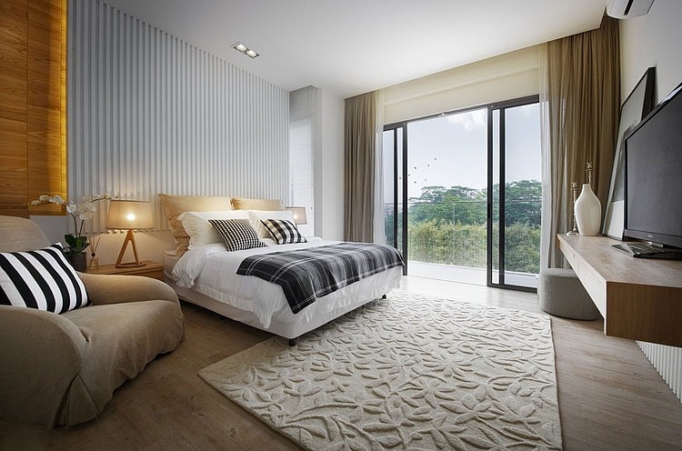 Bedroom With On Cozy Bedroom With Lamp Shade On Wooden Table Beside Taupe Chair At The Vale Residence Blu Water Studio Dream Homes  Fabulous Retro Interior Decorating The Contemporary Home Designs