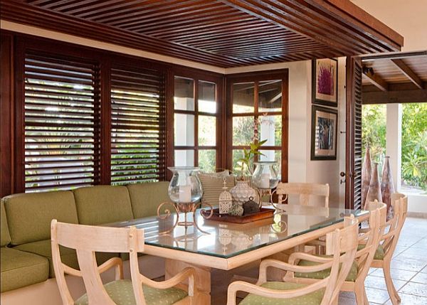 Caribbean Dining Tropical Cozy Caribbean Dining Room With Tropical Influences And The Wooden Table Set Under The Wooden Ceiling Dream Homes Impressive Interior Decorating Ideas For Colorful Apartments In Caribbean Style