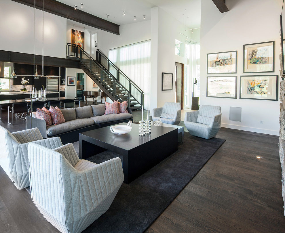 Living Room John Cozy Living Room At Lucky John House Applied Dark Wood Coffee Table And Grey Sofa On Black Carpet Area Dream Homes  Fancy Elegant Interior From Impressive Home Architecture