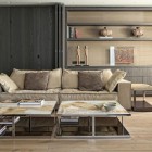 Sofa And Table Cozy Sofa And Box Coffee Table In Modern Kolonaki Townhouse Warm Wood Floor Scenic Ornaments In Huge Bookcase Dark Folding Door Dream Homes Cozy And Comfortable Art Deco Style For Lovely Interior Designs