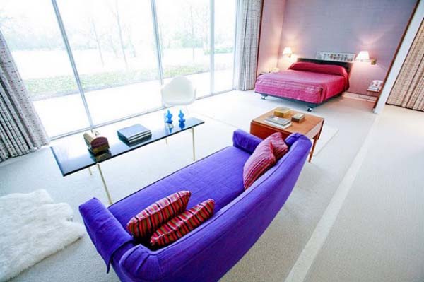 Sofas Design Sofa Cute Sofas Design In Violet Sofa Feat Nice Pillows Facing Black Table In Miller House Beside Bed Area Dream Homes  Vibrant And Colorful Interior Design For Rooms In Your Home