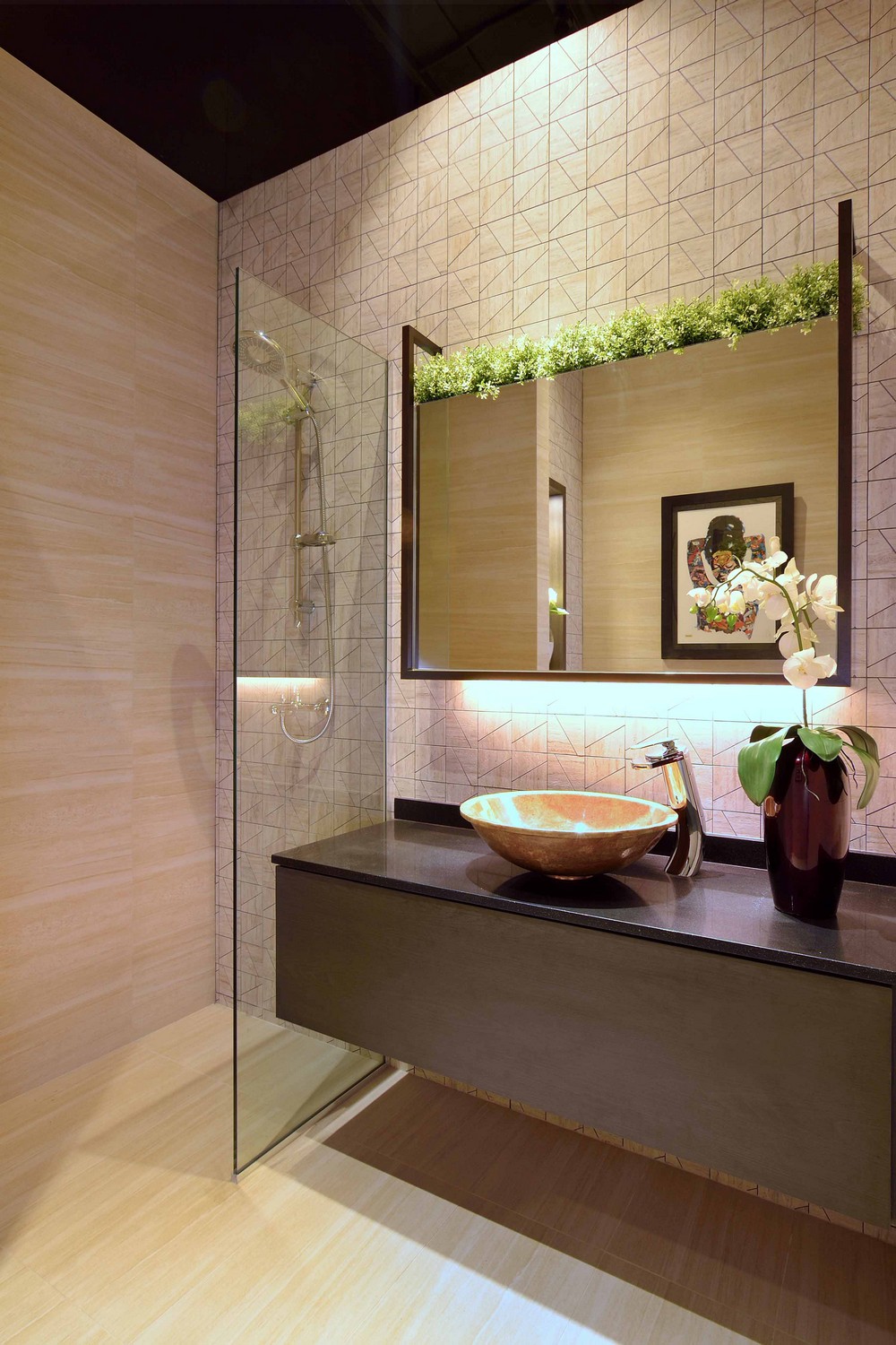 Bathroom Design Minimalist Enchanting Bathroom Design Inside The Minimalist Apartment With Floating Vanity And Mirrored Storage Door Dream Homes Stylish But Contemporary Home Decor With Elegant Interior Theme