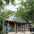 Entry And At Enchanting Entry And Porch Design At Corbino House With Raised Porch Idea Decorated With Blue Chairs And Planters Decoration Beautiful Modern House With Sleek And Efficient Room Arrangement