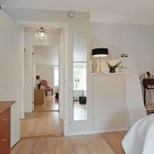 White Bed Middle Enchanting White Bed In The Middle Of The Room And Brown Cabinet At The Edge Of The Bedroom In Minimalist Swedish Residence Dream Homes Modern Swedish Interior Design In Simple Residence Style