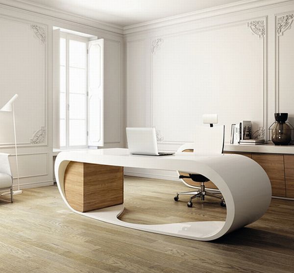 White Accent Home Engaging White Accent At Stunning Home Office Design For Those Who Love Minimalism With A Twist Of Circular Perforated Seat On Wooden Floor Office & Workspace  Adorable Home Office Design Find Your Own Style