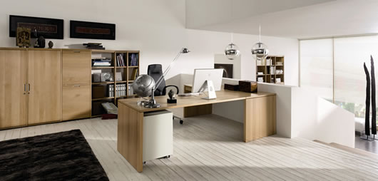 White Rom With Enticing White Rom Interior Combined With The Brown Wooden Table And Shelf In Hulsta Modern Wood Home Office Office & Workspace Creative Workspace Room Decorated To Increase Work Performance