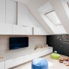 Kids Room White Exciting Kids Room Design With White Oak Floor And TV Cabinet At House Zabrze Widawscy Studio Decor With Toys Dream Homes Mesmerizing Contemporary Interior Design In Bright Decoration Style