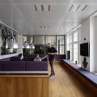 Sofas Design Underthe Exciting Sofas Design In Violet Under The Pendant Lamps Used Grey Color In Jwt House That Led TV Make Styles The Design Interior Design Elegant Contemporary Art For Interior Of Old Fashioned Office