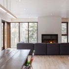 White Shaped In Exciting White Shaped Pendant Lamp In White Painted Wall In Wooden Striped Floor In The Cabane Residence Design Dream Homes Classic And Contemporary Country House Blending Light Wood And Glass Elements