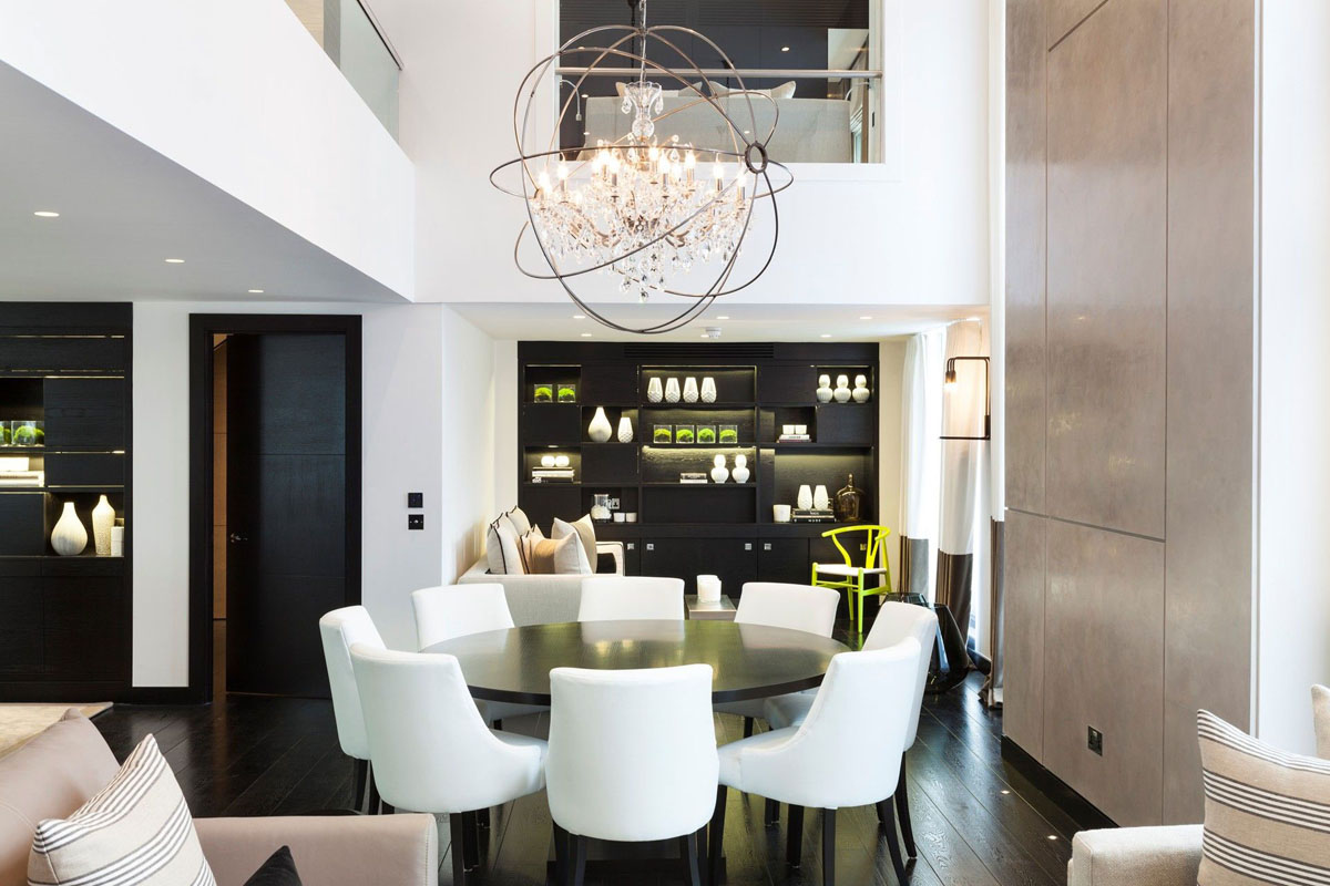 Round Chandelier Dining Exquisite Round Chandelier Ideas Above Dining Area At London Apartment Henrietta Street With Round Table Dream Homes Luxurious Home Interior Design For Fulfilling High-end Living Style